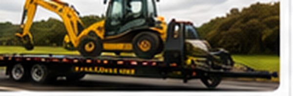 Small excavator loaded on a flatbed
